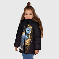 Куртка зимняя для девочки Снежная сова, цвет: 3D-черный — фото 2