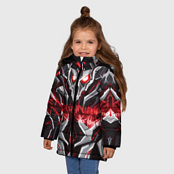 Куртка зимняя для девочки Инопланетный красный скелет, цвет: 3D-черный — фото 2