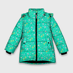 Куртка зимняя для девочки Морские звёзды, ракушки, цвет: 3D-черный