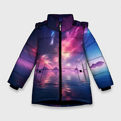 Куртка зимняя для девочки Space and islands, цвет: 3D-черный