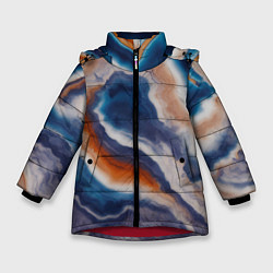 Куртка зимняя для девочки Текстура агата сине-оранжевая, цвет: 3D-красный