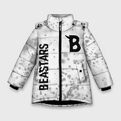 Зимняя куртка для девочки Beastars glitch на светлом фоне: надпись, символ