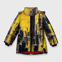 Куртка зимняя для девочки Большой нарисованный город, цвет: 3D-красный