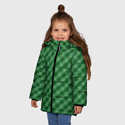 Куртка зимняя для девочки Зеленая клетка, цвет: 3D-черный — фото 2