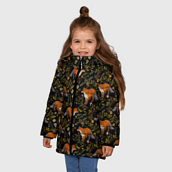 Куртка зимняя для девочки Лисы и цветы, цвет: 3D-светло-серый — фото 2