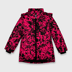 Куртка зимняя для девочки Ярко-розовый пятнистый, цвет: 3D-черный