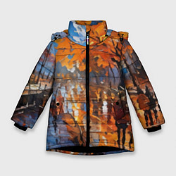 Зимняя куртка для девочки Осенний город импрессионизм
