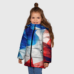 Куртка зимняя для девочки Абстракция в цветах флага РФ, цвет: 3D-красный — фото 2