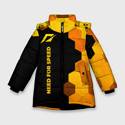 Куртка зимняя для девочки Need for Speed - gold gradient: по-вертикали, цвет: 3D-черный