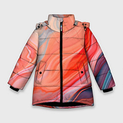 Куртка зимняя для девочки Текучий принт от нейросети, цвет: 3D-черный