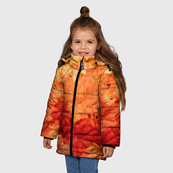 Куртка зимняя для девочки Текстура упавших осенних листьев, цвет: 3D-черный — фото 2
