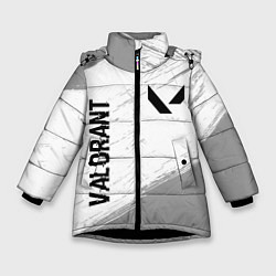 Куртка зимняя для девочки Valorant glitch на светлом фоне: надпись, символ, цвет: 3D-черный