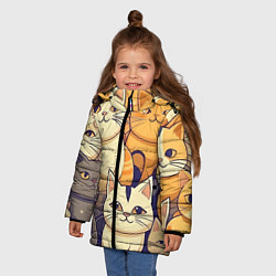 Куртка зимняя для девочки Кошачий принт от нейросети, цвет: 3D-черный — фото 2