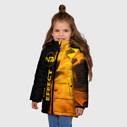 Куртка зимняя для девочки Mass Effect - gold gradient: по-вертикали, цвет: 3D-черный — фото 2