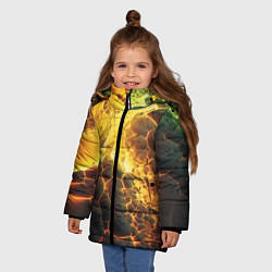 Куртка зимняя для девочки Разлом плит из лавы, цвет: 3D-красный — фото 2
