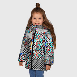 Куртка зимняя для девочки Абстракция электро, цвет: 3D-черный — фото 2