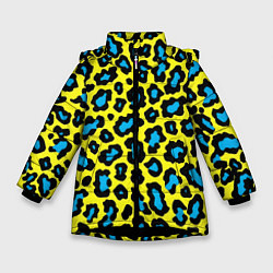 Куртка зимняя для девочки Кислотный леопард паттерн, цвет: 3D-черный