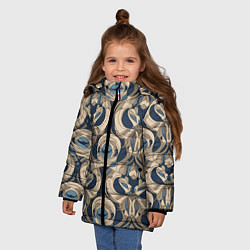 Куртка зимняя для девочки Коричневый узор паттерн, цвет: 3D-черный — фото 2