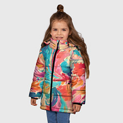 Куртка зимняя для девочки Акварельная абстракция, цвет: 3D-черный — фото 2