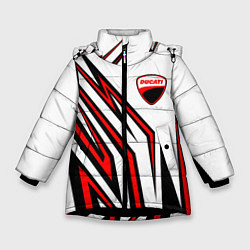 Куртка зимняя для девочки Ducati - абстрактные линии, цвет: 3D-черный