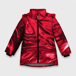 Куртка зимняя для девочки Абстракция плазма красный, цвет: 3D-светло-серый