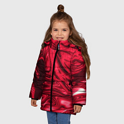 Куртка зимняя для девочки Абстракция плазма красный, цвет: 3D-светло-серый — фото 2