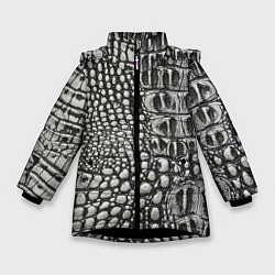 Куртка зимняя для девочки Кожа крокодила - текстура, цвет: 3D-черный