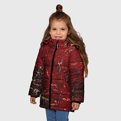 Куртка зимняя для девочки Текстура - Red on black, цвет: 3D-светло-серый — фото 2