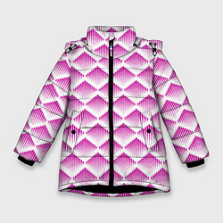 Куртка зимняя для девочки Розовые вдавленные ромбы, цвет: 3D-черный