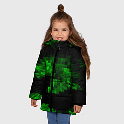 Куртка зимняя для девочки Зеленые пирамиды, цвет: 3D-красный — фото 2