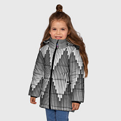 Куртка зимняя для девочки Большие вдавленные ромбы, цвет: 3D-черный — фото 2