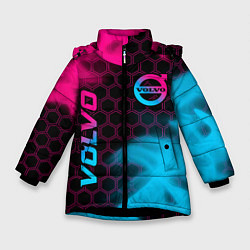 Зимняя куртка для девочки Volvo - neon gradient: надпись, символ