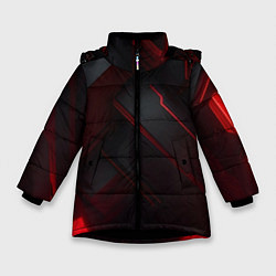 Куртка зимняя для девочки Красная бесконечность, цвет: 3D-черный