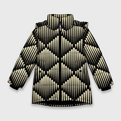 Куртка зимняя для девочки Большие золотые выпуклые ромбы, цвет: 3D-черный