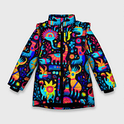Зимняя куртка для девочки Космические веселые монстрики
