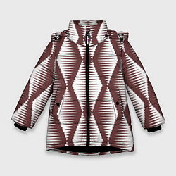 Куртка зимняя для девочки Ромбы цвета кофе, цвет: 3D-черный