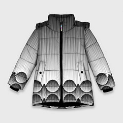 Куртка зимняя для девочки Круглая полосатая геометрия, цвет: 3D-черный