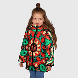 Куртка зимняя для девочки Мандала калейдоскоп, цвет: 3D-черный — фото 2