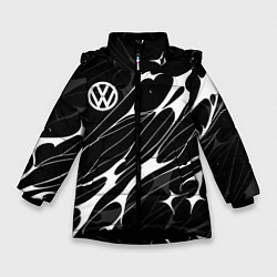 Куртка зимняя для девочки Volkswagen - острые линии, цвет: 3D-черный