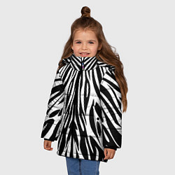 Куртка зимняя для девочки Черная абстракция зебра, цвет: 3D-черный — фото 2