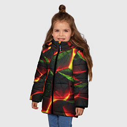 Куртка зимняя для девочки Зеленые плиты и лава, цвет: 3D-светло-серый — фото 2