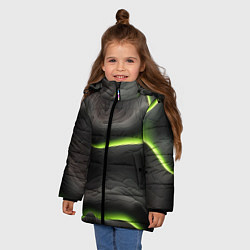 Куртка зимняя для девочки Green black texture, цвет: 3D-светло-серый — фото 2