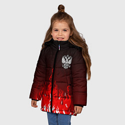 Куртка зимняя для девочки Герб РФ - красное пламя, цвет: 3D-светло-серый — фото 2