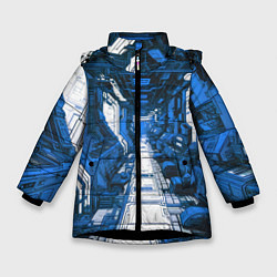 Куртка зимняя для девочки Синяя комната киберпанк, цвет: 3D-черный