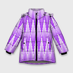 Куртка зимняя для девочки Узкие сиреневые ромбы, цвет: 3D-светло-серый
