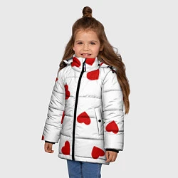 Куртка зимняя для девочки Красные сердечки на белом, цвет: 3D-черный — фото 2