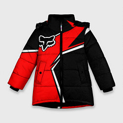 Куртка зимняя для девочки Fox мотокросс - красный, цвет: 3D-черный