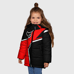 Куртка зимняя для девочки Fox мотокросс - красный, цвет: 3D-светло-серый — фото 2