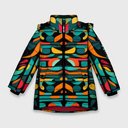 Куртка зимняя для девочки Абстрактный красочный паттерн - мода, цвет: 3D-красный