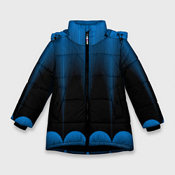 Куртка зимняя для девочки Сине-черный градиент в полоску, цвет: 3D-черный